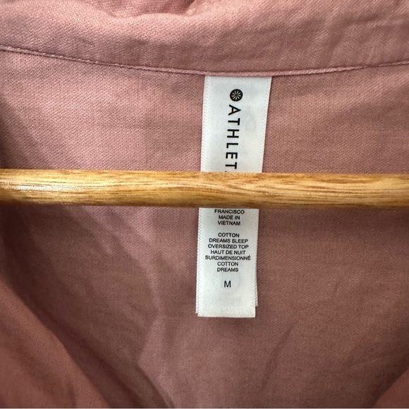 Athleta Cotton Dreams Sleep Oversized Top Medium mauve Pink Shirt Loungewear - Picture 5 of 7